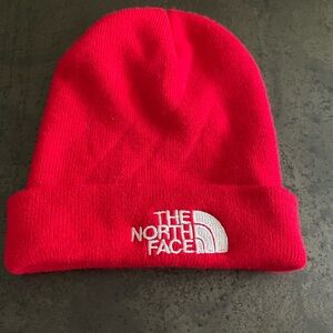 The North Face Red Winter Knit Hat Warm Cuffed Design